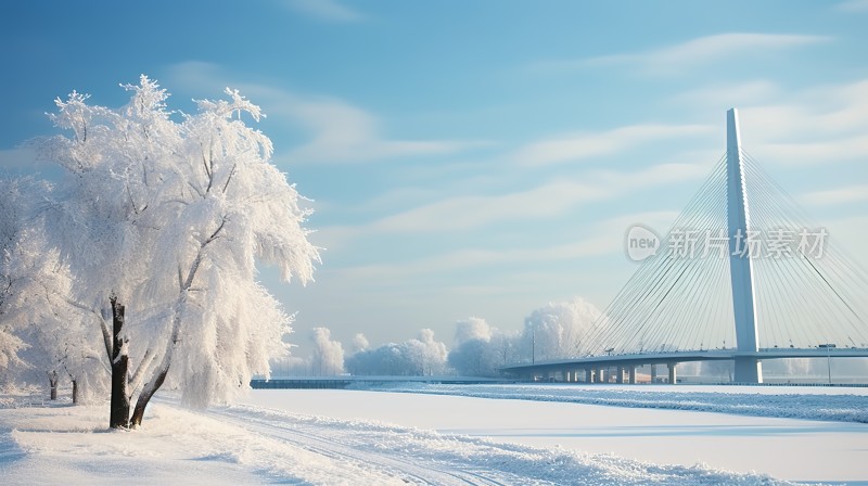 冬季唯美雪景海报背景配图高清摄影图