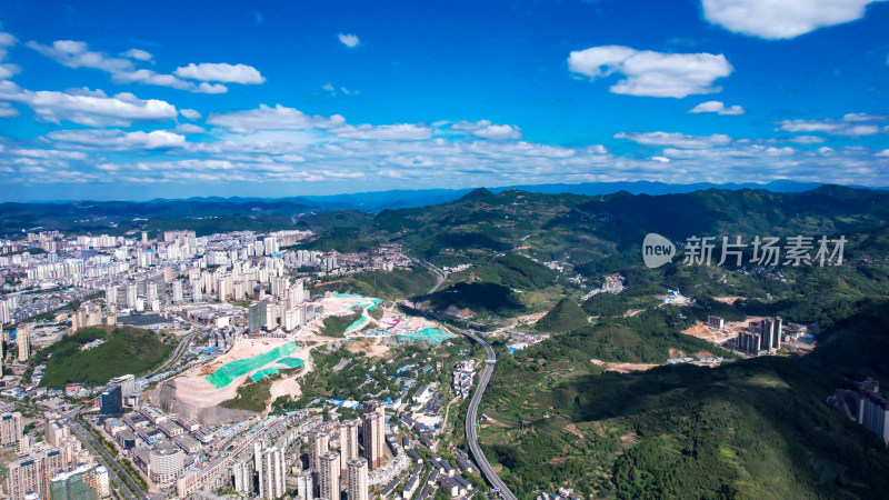 贵州大山山川森林蓝天白云航拍图