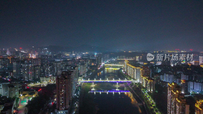 四川达州夜景达州大景航拍