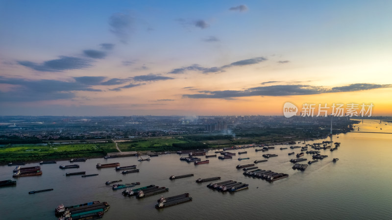 武汉新洲阳逻港的航运轮船货船