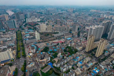 广西钦州城市大景航拍摄影图