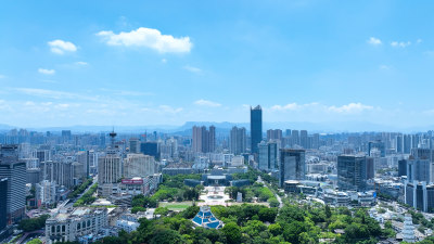 福州五一广场照片航拍福建大剧院于山堂风景