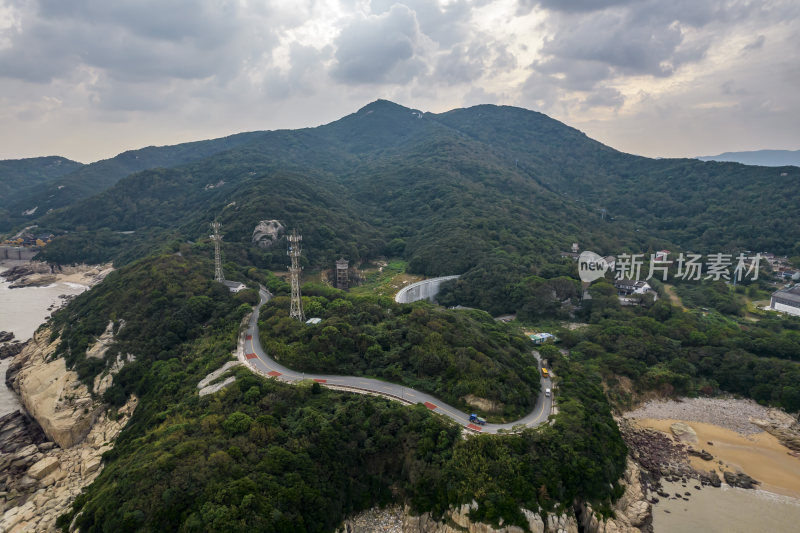 航拍浙江普陀山普门万佛宝塔