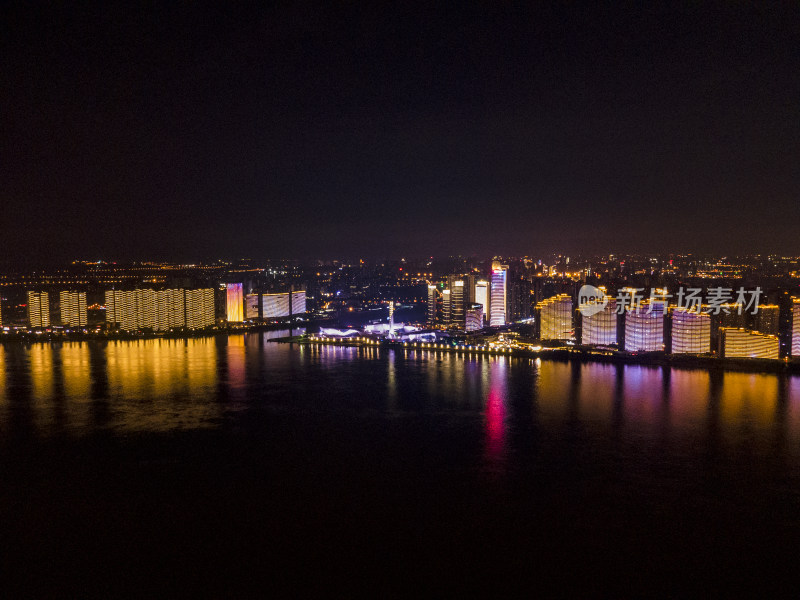 湖南长沙城市夜景航拍摄影图