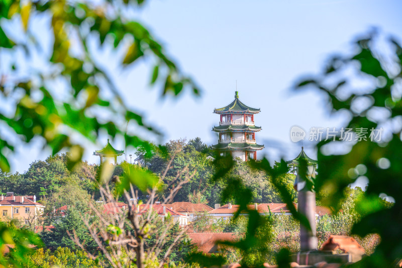 青岛小鱼山揽潮阁风景区风光