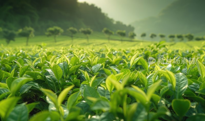 晨曦茶园茶叶农作物绿色生态环保背景