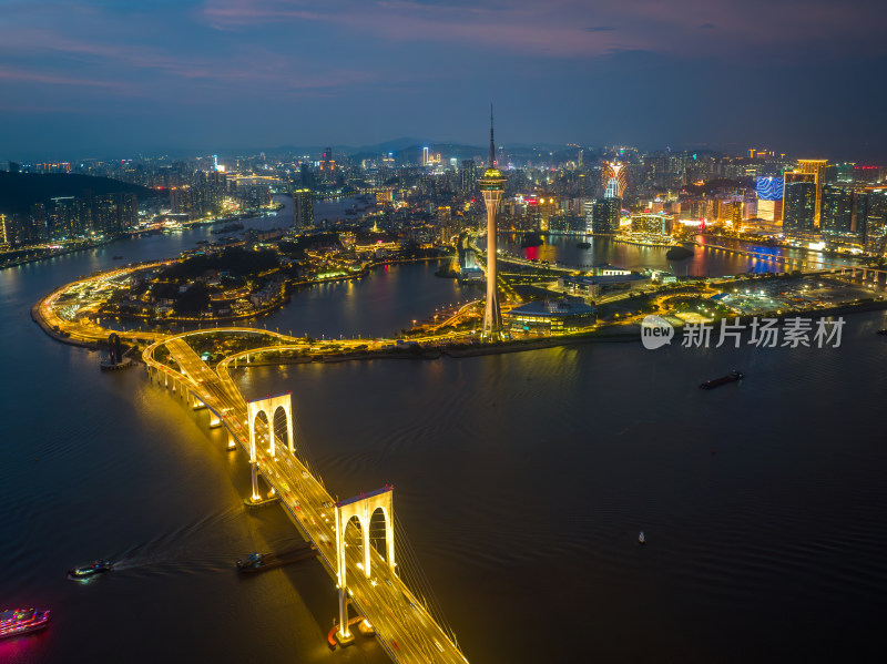 澳门繁华夜景航拍