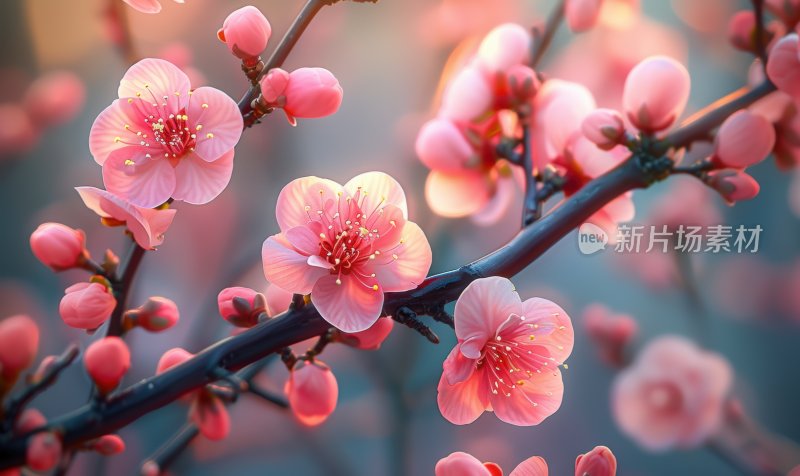 梅花盛开初春花朵清新淡雅高清背景