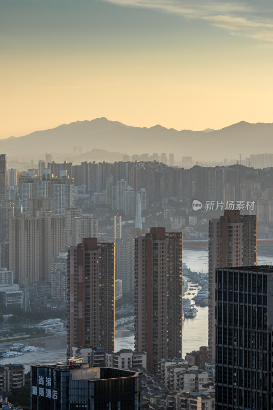 重庆城市天际线日落风景