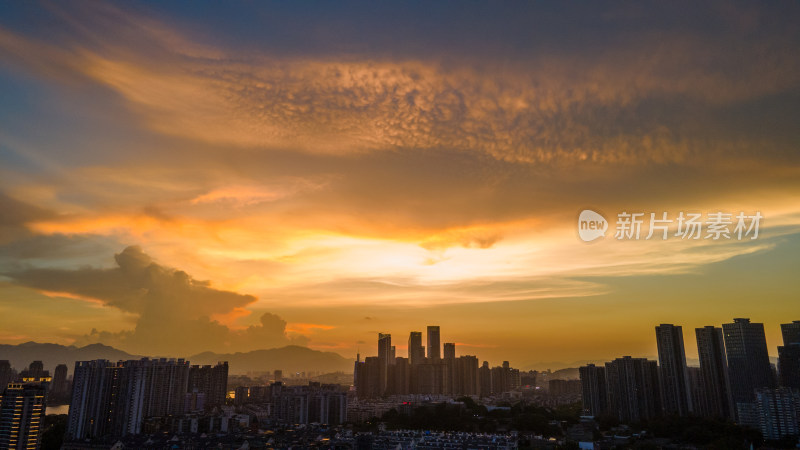 夕阳福州城市风光