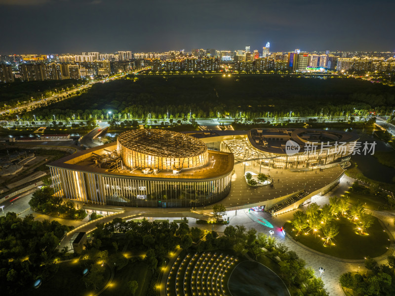 九棵树未来艺术中心上海奉贤新城夜景航拍