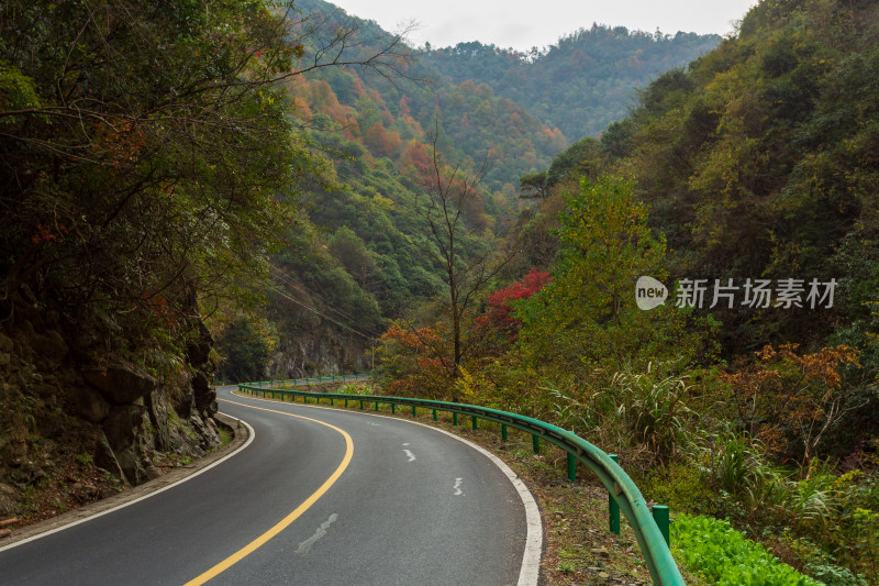 山间蜿蜒公路秋景