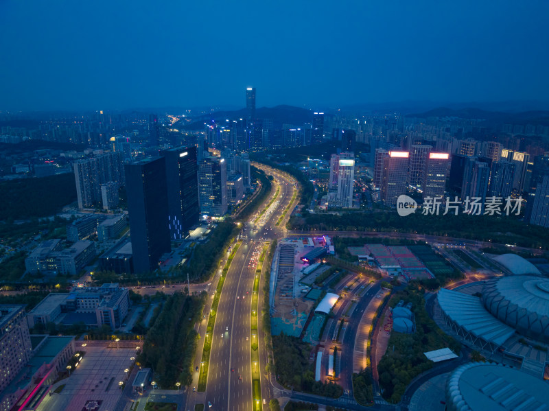 山东济南中央商务区航拍夜景