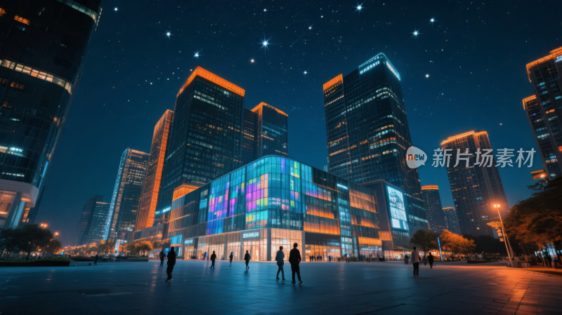 未来科技城市夜景元宇宙赛博朋克风背景