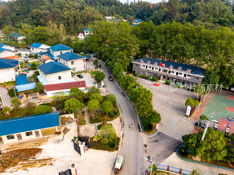 特色乡村房屋建筑道路航拍图