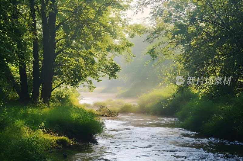 风景生态背景河流树木