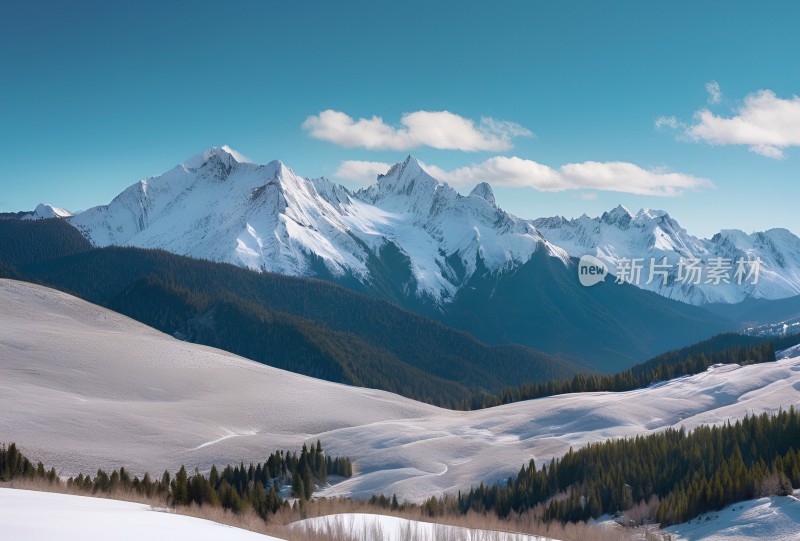 雪山高原森林风景