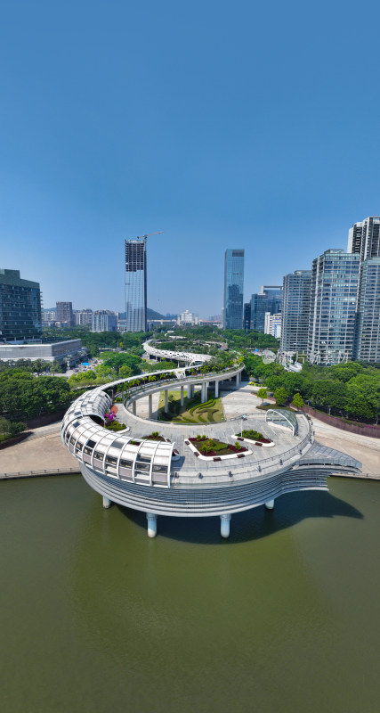 广东省佛山市顺德区中轴公园金凤凰广场航拍