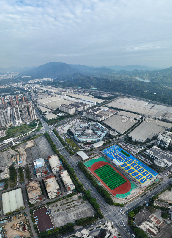 广东省深圳市坪山区比亚迪汽车总部航拍