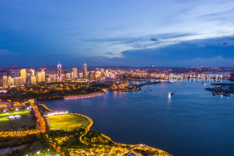 海南海口城市夜景航拍