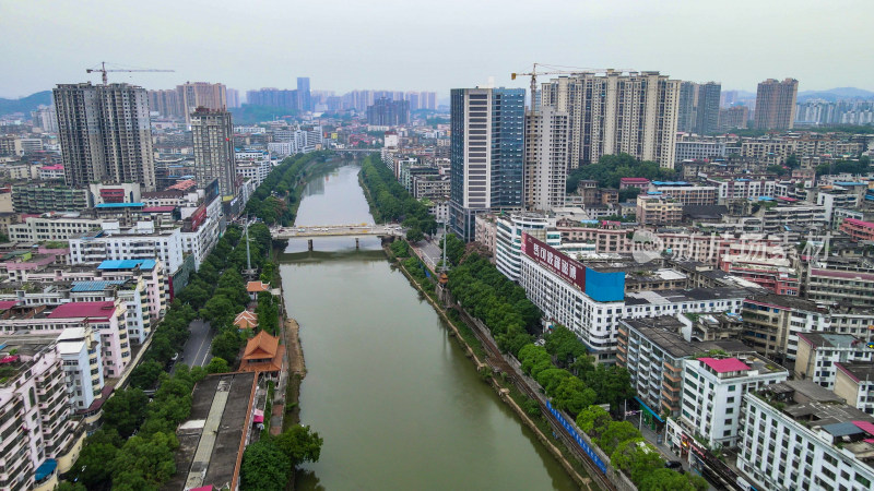 航拍湖南邵阳绍水风光带