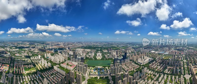 河南洛阳城市天际线CBD楼房建筑航拍全景