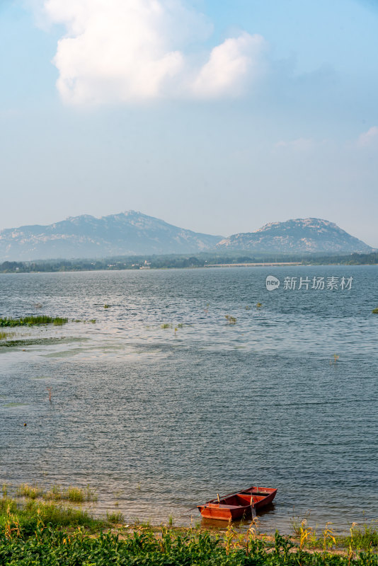 夏天的邹城孟子湖湿地湖泊自然景观