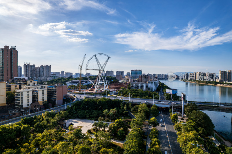 湖南衡阳城市夏天航拍风光