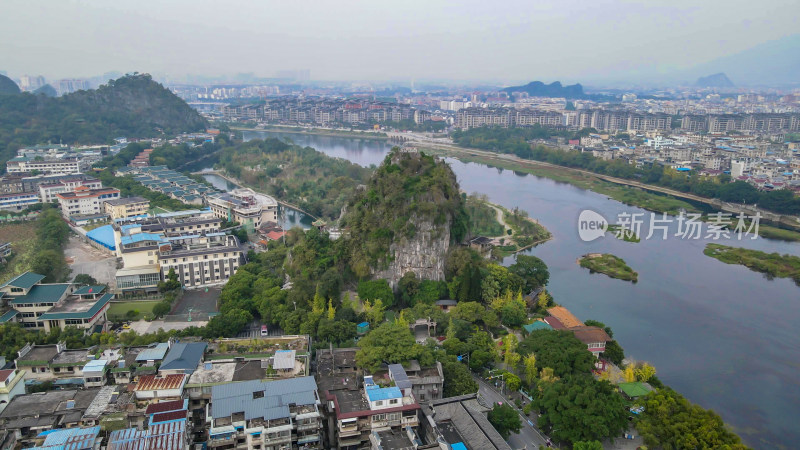 广西桂林伏波山景区航拍