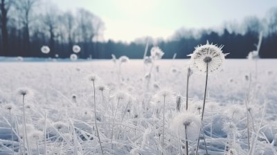 大雪过后被积雪覆盖的山林与小路