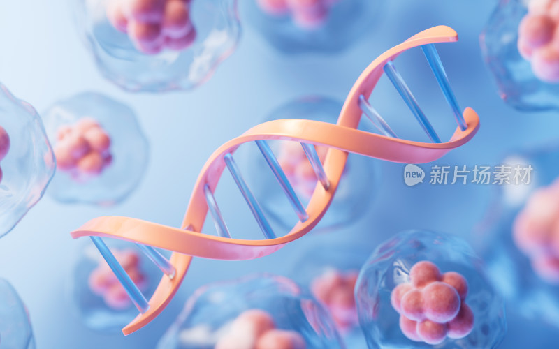 DNA与细胞背景3D渲染
