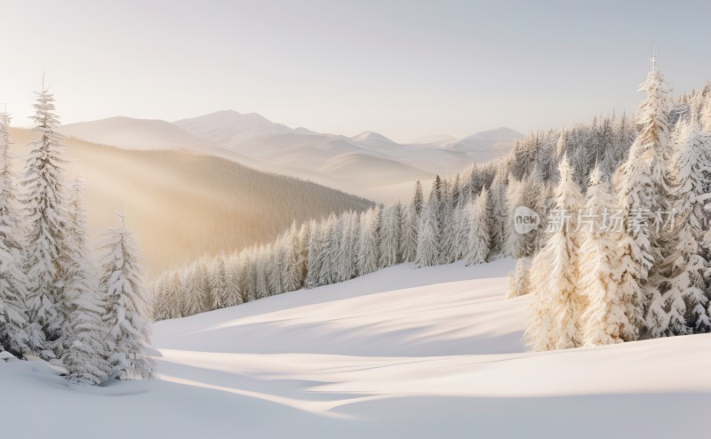 冬季森林白雪覆盖风景