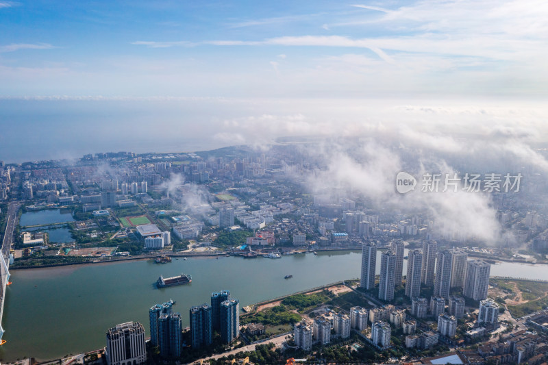 海口国贸CBD城市建筑群 云端高空航拍