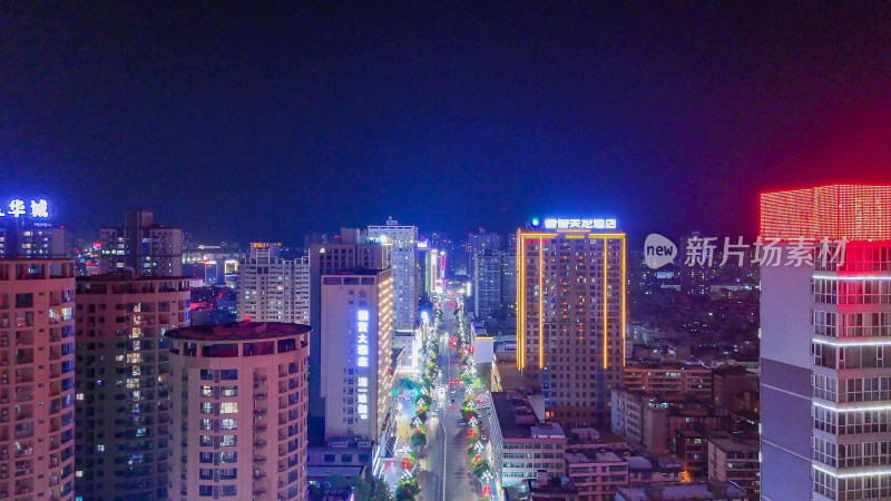 陕西安康夜景安康大桥路夜景航拍