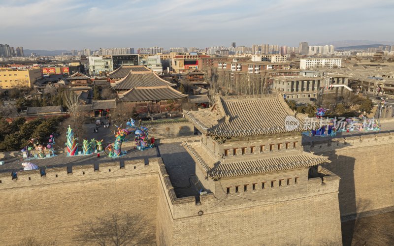 山西省大同市大同古城善化寺航拍