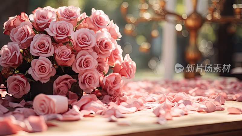 鲜花系列，粉色玫瑰样机背景图