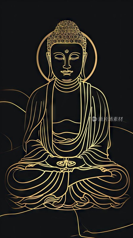 金箔线稿佛教佛祖菩萨背景素材