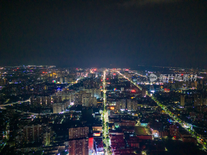 江西抚州城市夜景航拍图