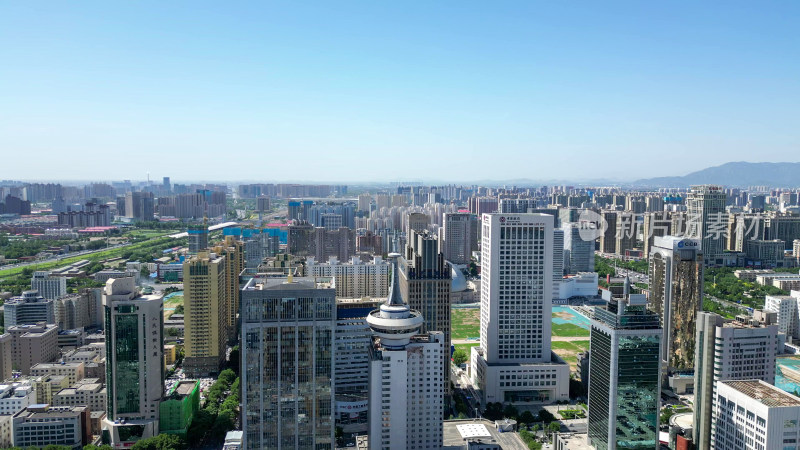 航拍河北石家庄城市建设