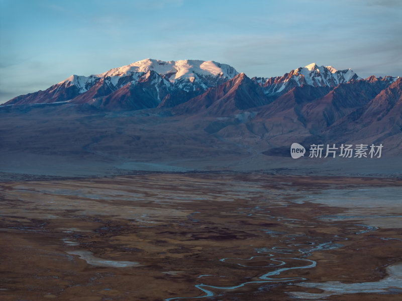 新疆喀什塔县帕米尔高原塔合曼湿地河道航拍