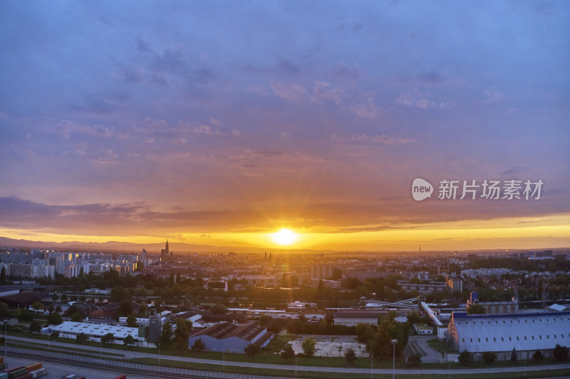 德国斯特拉斯堡城市夕阳