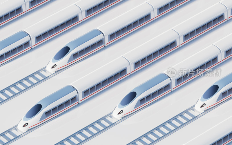 轨道列车交通运输概念3D渲染