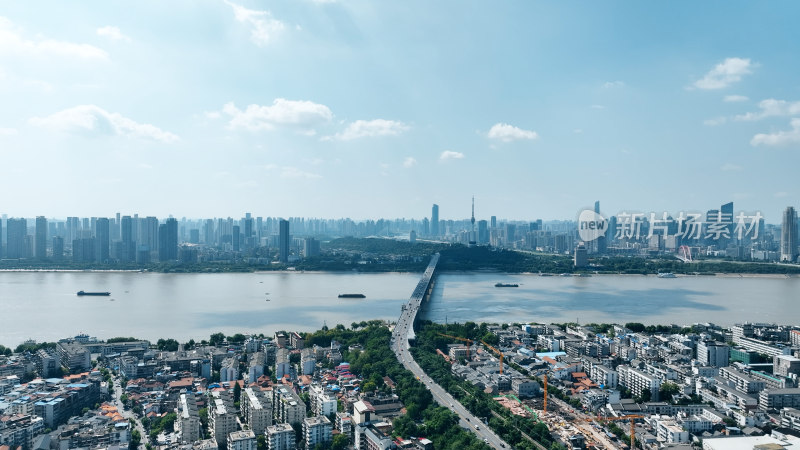 武汉市风光航拍城市建筑长江两岸风景