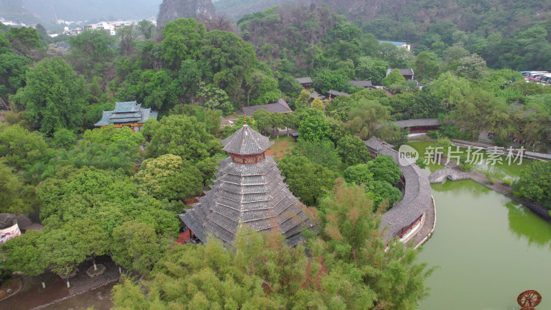 广西桂林刘三姐大观园4A景区航拍