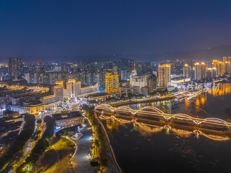 航拍福州中洲岛夜景