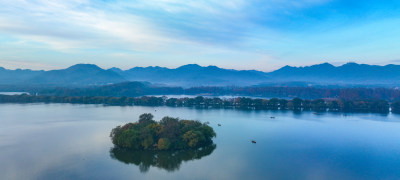 杭州西湖山水风光航拍