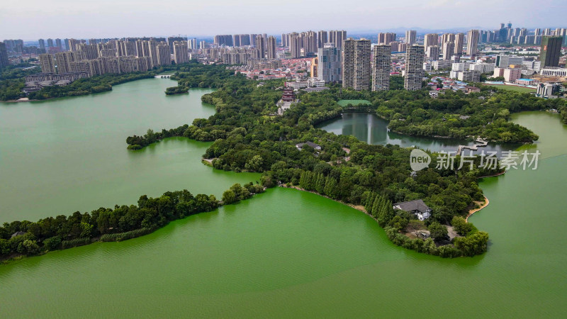 湖北黄冈遗爱湖公园4A景区航拍