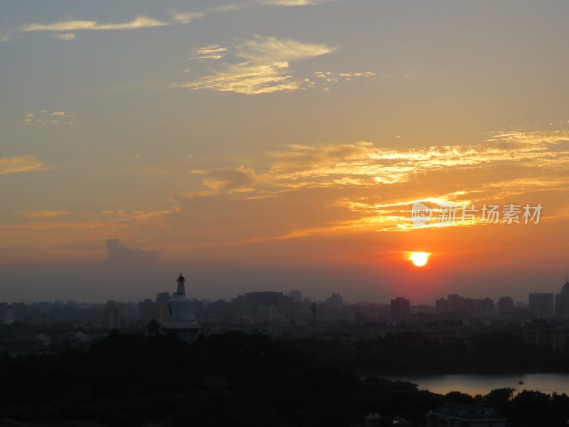 北京景山公园日落风景