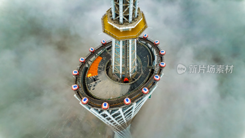 羊城广州塔雨后平流雾天空之城航拍高清照片