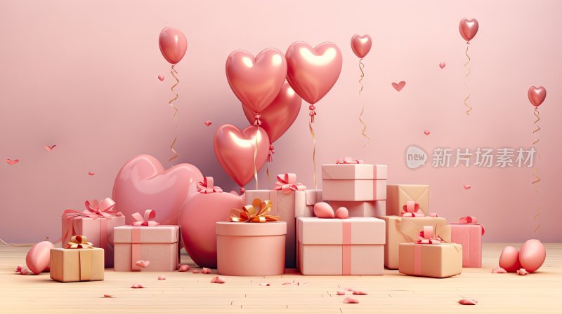 粉色生日派对气球礼盒